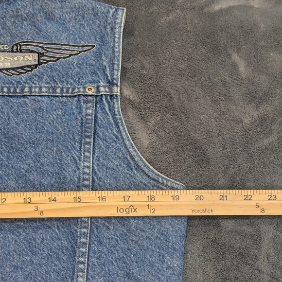 Harley Davidson Vintage Denim Vest 90's Biker Grudge Women's Size Medium - Picture 8 of 8